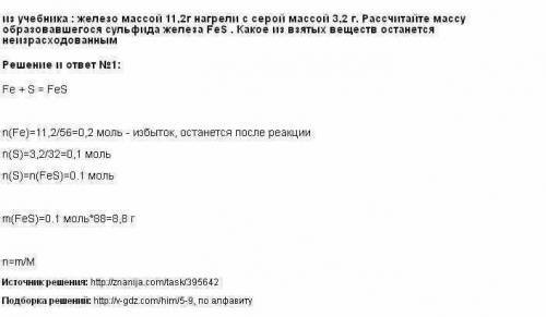 95.2г железа нагрели с избытком серы.определите массу образовавшегося сульфида железа