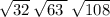 \sqrt{32} \: \sqrt{63 \: } \: \sqrt{108}