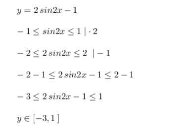 Решить : найдите множество значений функции y=2sin2x-1