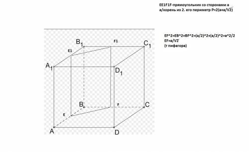 Решить ! точки e и f - середины относительно рёбер ab и bc куба abcda1b1c1d1. постройте сечение куба