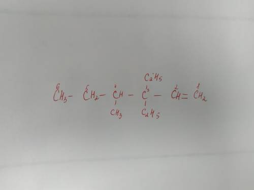 Написать формулы соединений: 4-метил-3,3-диэтилгексен-1