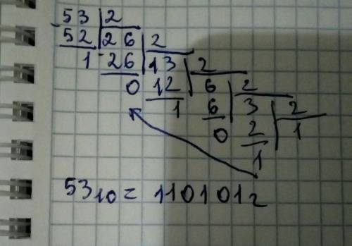 Переведите числа 53(10), 131(10) и 2018 в двоичную систему счисления
