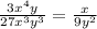 \frac{3x^4y}{27x^3y^3}=\frac{x}{9y^2}