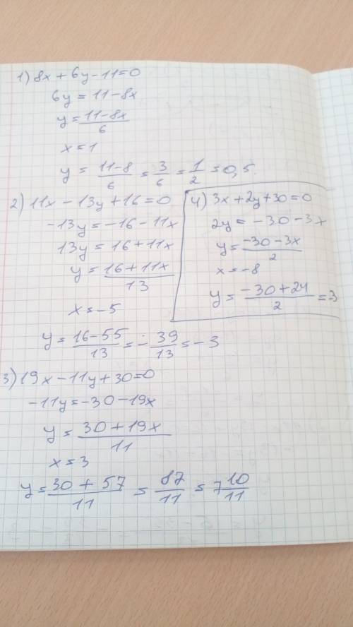 Для каждого из данных линейных уравнений найдите значение у, соответсвующее заданному значению х: 8х