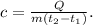 c = \frac{Q}{m(t_2 - t_1)}.