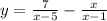 y=\frac{7}{x-5}-\frac{x}{x-1}