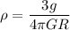 \rho =\dfrac{3g}{4\pi GR}