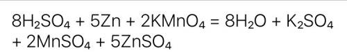 Подберите коэффициенты в уравнении овр методом полуреакций: zn+kmno4+h2so4=znso4+mnso4+k2so4+h2o зар