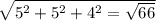 \sqrt{5^{2}+ {5^{2}+{4^{2} \\\\=\sqrt{66}