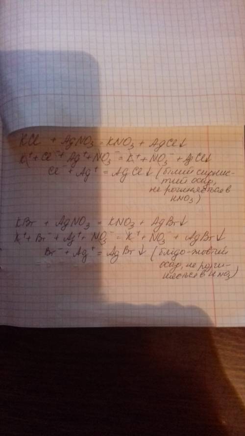 Виявити за якісних реакцій у якій із пробірок наявні розчини калій хлориду й калій броміду напишіть