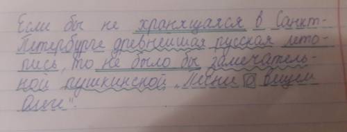 Разобрать по членам и подчеркнуть: если бы не хранящаяся в санкт-петербурге древнейшая летопись то н