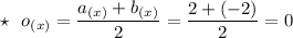 \star\:\:\: o_{(x)} = \dfrac{a_{(x)} + b_{(x)}}{2} = \dfrac{2 + (-2)}{2} = 0