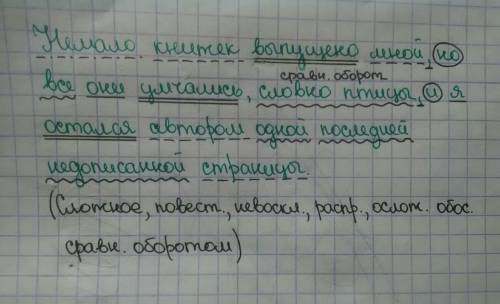 Сделать синтаксич.разбор : немало книжек выпущено мной , но все они умчались , словно птицы , и я ос