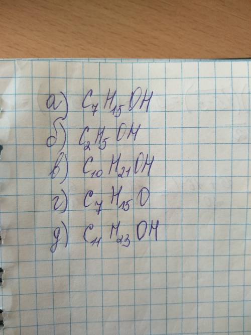 Напишите формулу веществ : а) 2,4- диметилпентанол-2; б) этанол ; в)3,5,5-триметилоктанол-3; г)2-мет