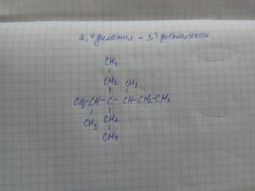 Напишите структурную формулу 2,4 диметил-3,3 диетилгексан