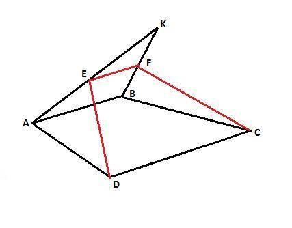 Точка k не лежит в плоскости трапеции abcd. через середины отрезков ka и kb проведена прямая ef (ab|