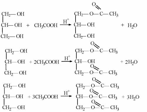 Уравнение реакции глицерина и уксусной кислоты. за ответы!