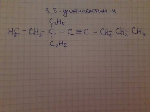 Напишите структурную формулу следующей сосединения 3, 3-диэтилоктин-4