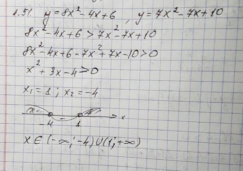 При каких значениях х значения функции у = 8х в квадрате-4х+6 больше чем значения функции у= 7х в кв