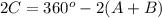 2C=360^o-2(A+B)