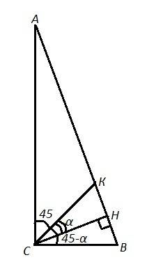 Nnnlll54 ! 20 ! в прямоугольном треугольнике abc(c=90), высота ch=7, биссектриса = 35/4. найти катет