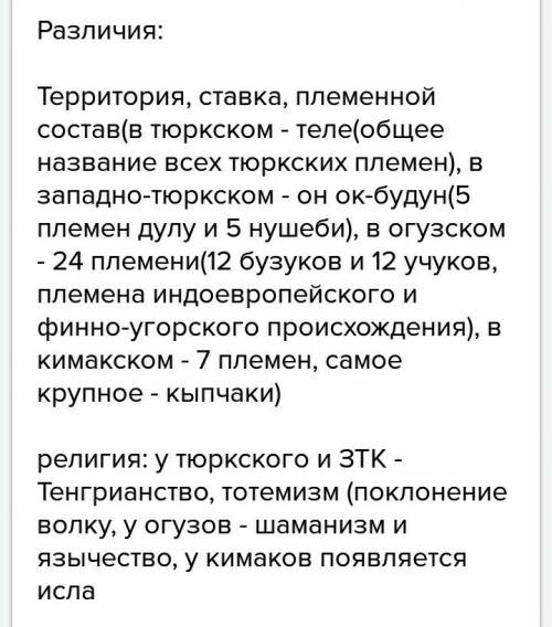 Сходства и различия огузкого государства и кимакского каганата