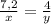 \frac{7,2}{x} =\frac{4}{y} \\