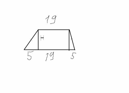 Основания равнобедренной трапеции равны 19 и 29 а ее боковые стороны равны 13 найдите площадь трапец