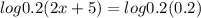 log0.2(2x + 5) = log0.2(0.2 )