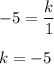 -5=\dfrac{k}{1}\\ \\k=-5