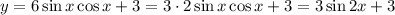 y=6\sin x\cos x+3=3\cdot 2\sin x\cos x+3=3\sin 2x+3