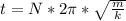 t= N*2\pi *\sqrt{\frac{m}{k} }