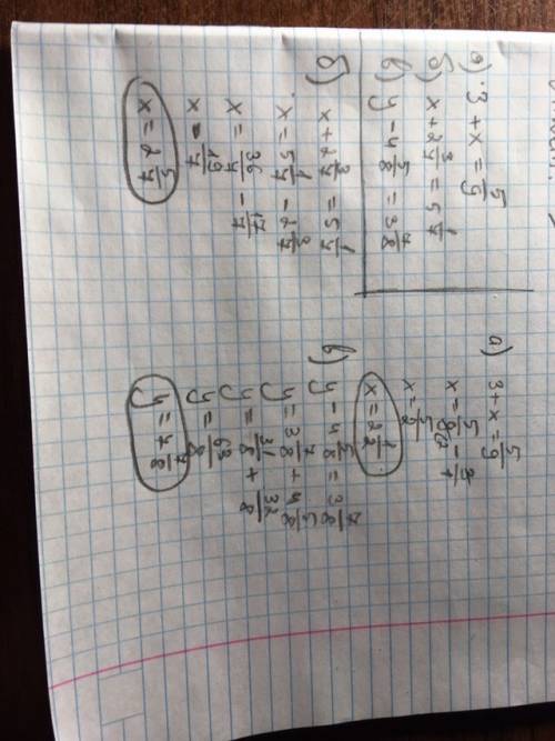 Найти x и y 3+x= пять девятых x+2 целых, три седьмых= 5 целых одна седьмых y- 4 целых, 5 восьмых=3 ц