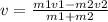 v = \frac{m1v1 - m2v2}{m1 + m2}