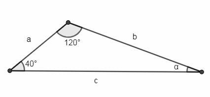 Дана сторона треугольника и прилежащие к ней углы: a=35 см, b=40градусов, c=120 градусов найдите тре
