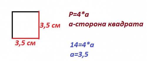 Предложите план построения квадрата,периметр которого равен 14см начертите этот квадрат20 !