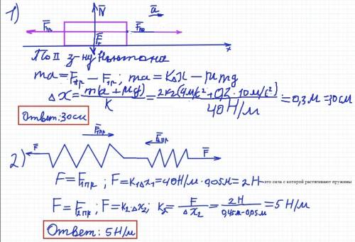 1) с пружины жёсткостью 40 н / м тянут деревянный брусок массой 2 кг по деревянной горизонтальной по