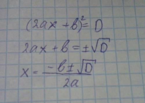 (2ax+b)^2=d, при a не равно 0, d> 0