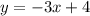 y = -3x +4