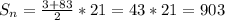 S_n=\frac{3+83}{2}*21=43*21=903