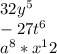 32y^5\\-27t^6\\a^8*x^12