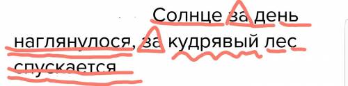 Выполнить синтаксический разбор предложения солнце за день наглянулося, за кудрявый лес спускается