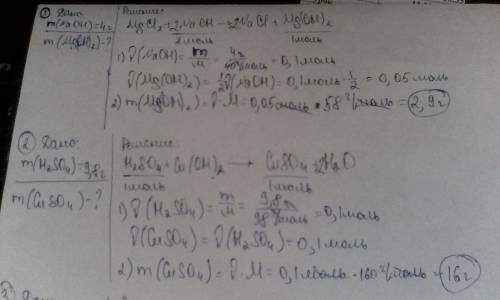 1. найти массу гидроксида магния, который образуется при взаимодействии хлорида магния и 4г гидрокси