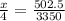 \frac{x}{4} = \frac{502.5}{3350}