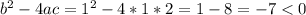 b^{2} -4ac=1^{2} -4*1*2=1-8=-7