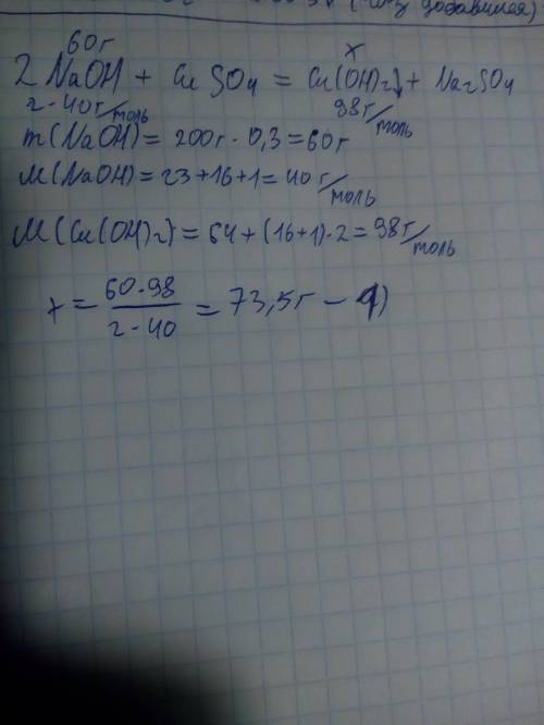 50 ! к 200 г 30%-го раствора гидроксида натрия приличия раствор сульфата меди (ll). образовался осад
