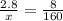 \frac{2.8}{x} = \frac{8}{160}