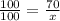 \frac{100}{100} = \frac{70}{x}