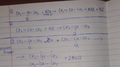 2хлорпропан обработали спиртовым раствором гидроксида калия. на полученное соединение поддействовали