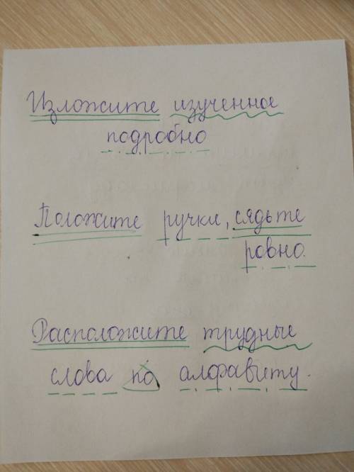 Синтаксический разбор предложений. 1. изложите изученное подробно. 2. положите ручки, сядьте ровно.